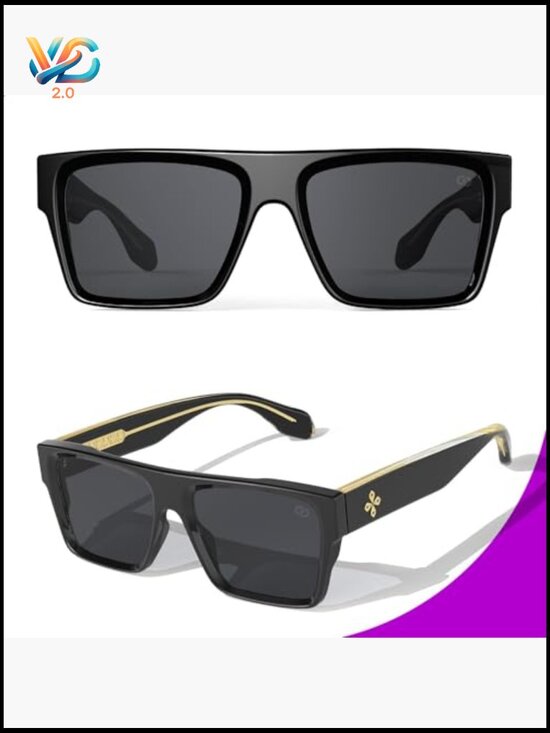 Oversized Square Flat Top Sunglasses Retro Trendy UV400 Protection Shades main image 4